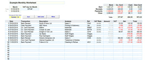Bookkeeping Spreadsheet for Cash Accounting