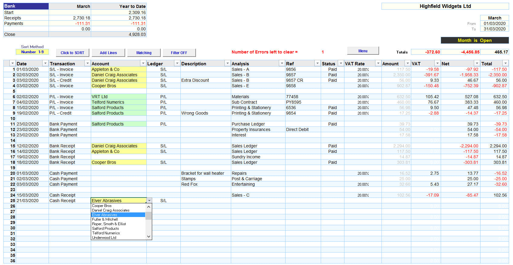 Limited Company Accounts Excel Template