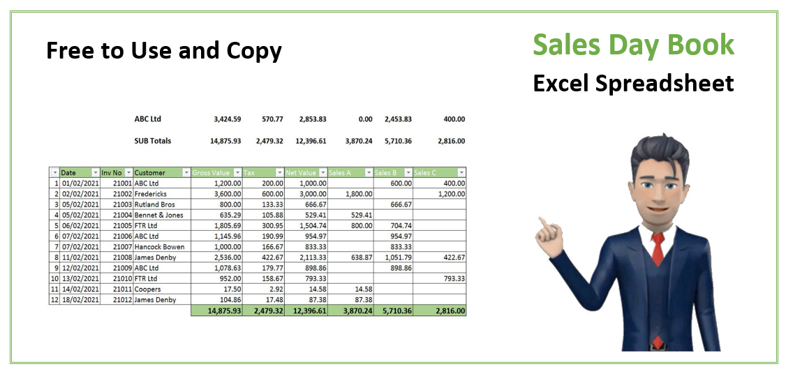 Free Sales Day Book Spreadsheet
